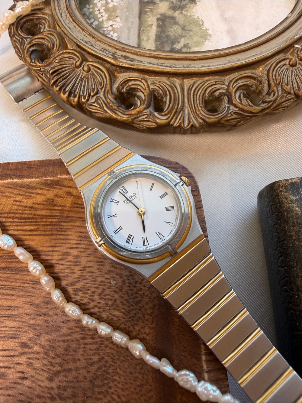 Seiko Silver & Gold Two-Tone Slim Wristwatch